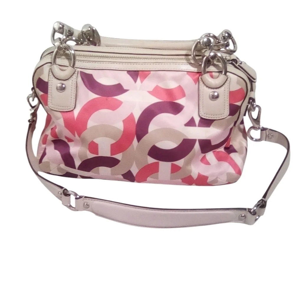 Coach Signature Scribble Print Crossbody Satchel – Multicolor Sateen & Leather